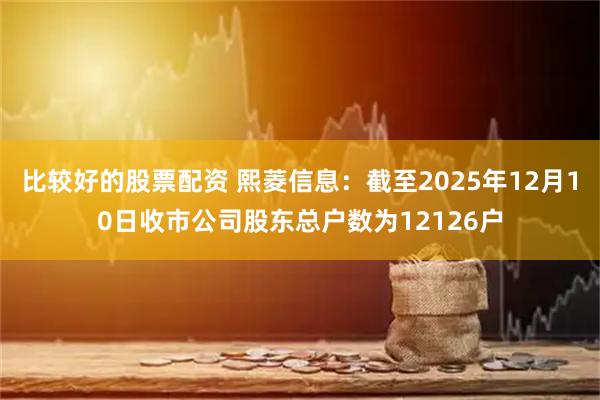 比较好的股票配资 熙菱信息：截至2025年12月10日收市公司股东总户数为12126户